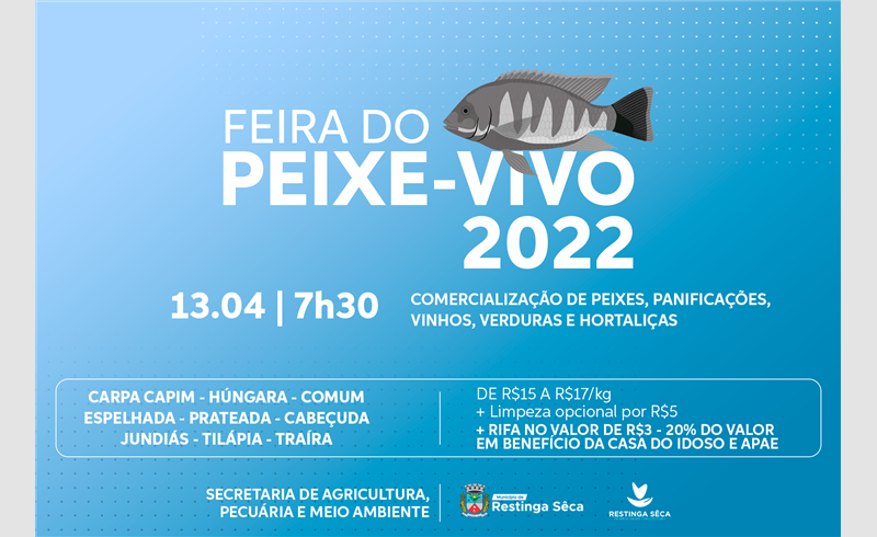 Feira do Peixe Vivo de Restinga Sêca acontece nesta quarta, 13/04