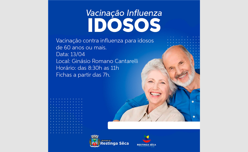 Vacinação contra influenza para idosos de 60 anos ou mais em Restinga Sêca