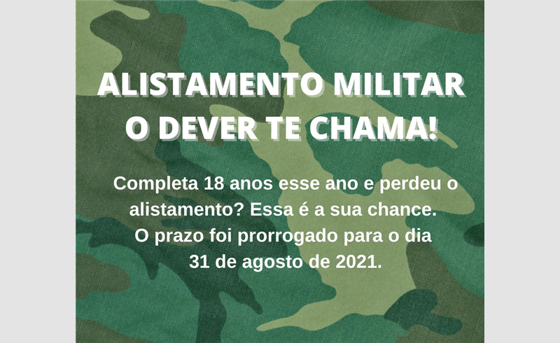 Alistamento Militar prorrogado até 31 de agosto