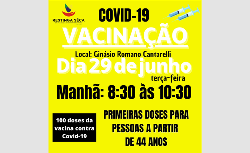 Vacinação no Ginásio Romano Cantarelli - Covid-19 e influenza (gripe) para esta semana