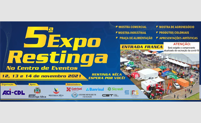 Acesso a Expo Restinga exigirá comprovante de vacinação 