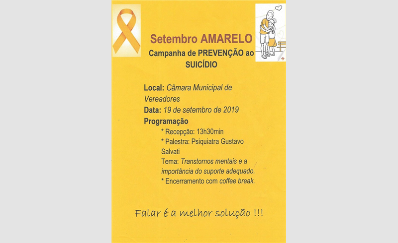 Transtornos mentais e a importância do suporte adequado é tema de palestra do Setembro Amarelo 