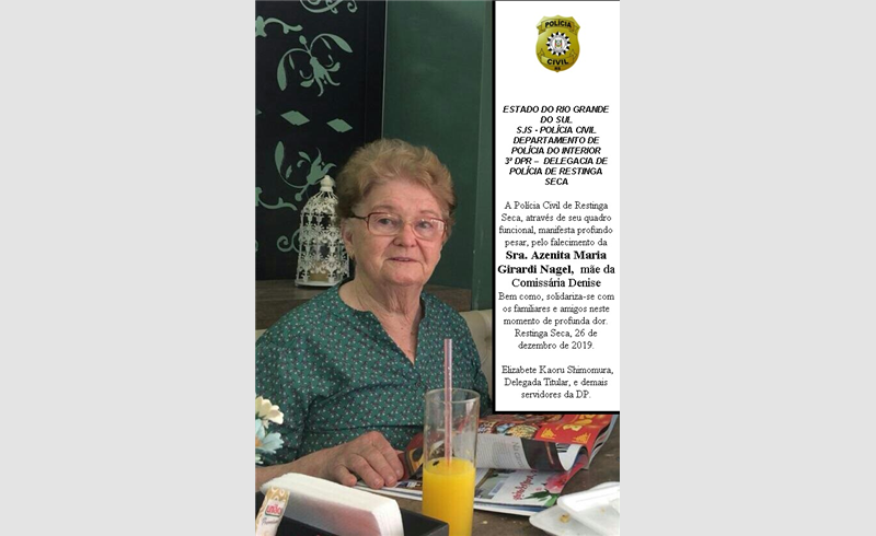 Nota de falecimento : Sra. Azenita Maria Girardi Nagel
