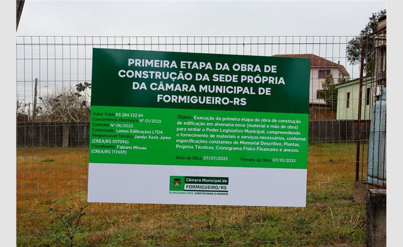 Iniciada a obra da sede própria da Câmara Municipal de Formigueiro