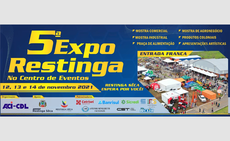 Protocolos para participação na 5ª Expo Restinga e testagem para Covid-19 grátis para expositores. Confira: