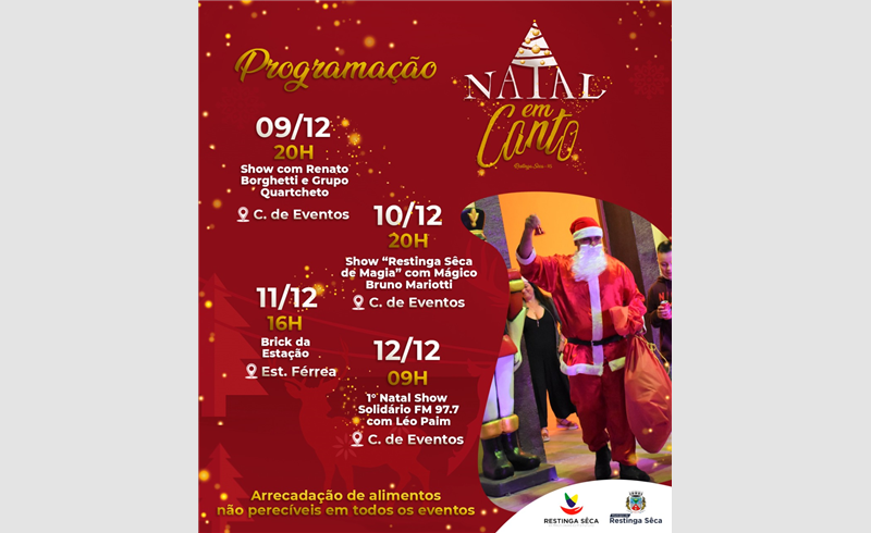 Programação da Semana do 12º Natal em Canto de Restinga Sêca