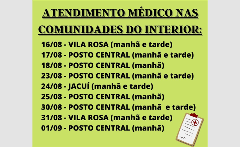 ATENDIMENTO MÉDICO PARA COMUNIDADES DO INTERIOR