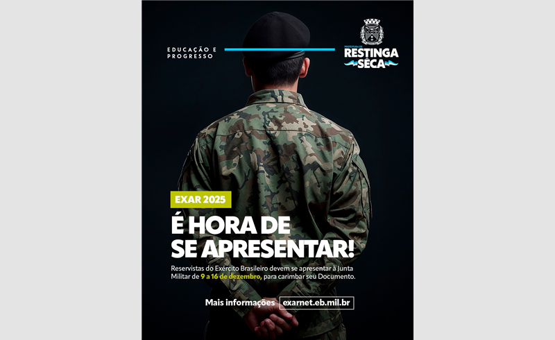 Exercício de Apresentação da Reserva inicia dia 9 de dezembro