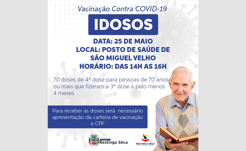 Aplicação de vacinas contra a covid-19 em adultos e idosos em Restinga Sêca
