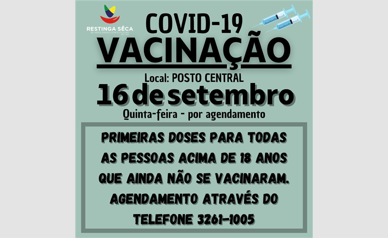 Agendamento de vacinas para quem ainda não tomou a primeira dose contra a Covid-19