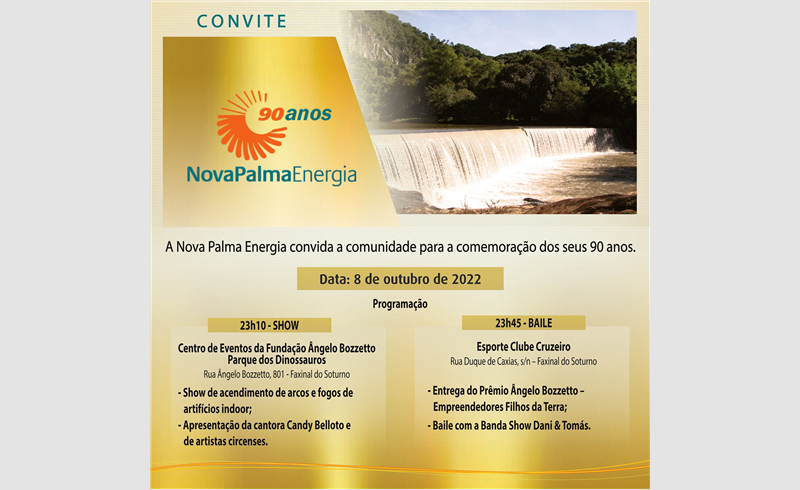 Nova Palma Energia completa 90 anos