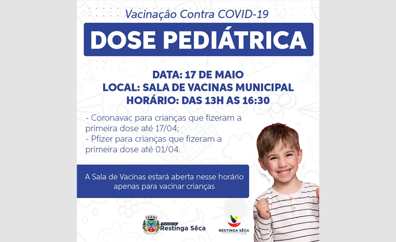 Vacinação pediátrica contra a Covid-19 em Restinga Sêca