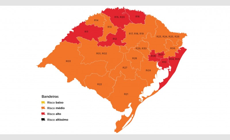Oito regiões ficam na bandeira vermelha na 18ª rodada do Distanciamento Controlado