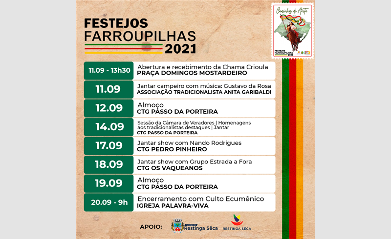 Semana Farroupilha de 2021 terá programação especial