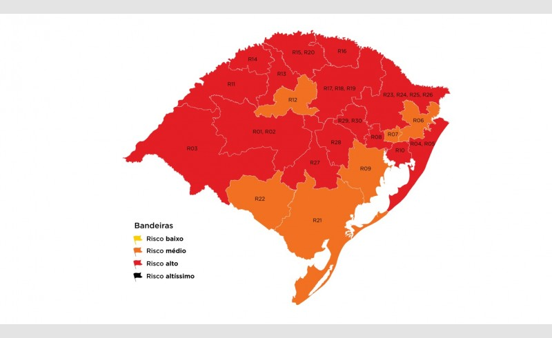 Último mapa definitivo do Distanciamento Controlado de 2020 confirma 15 regiões em bandeira vermelha