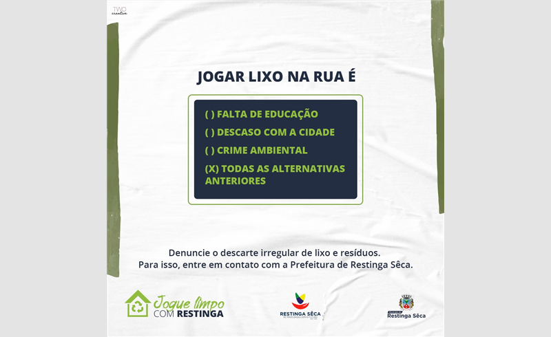 Não seja um fora da lei! Jogue limpo com Restinga!