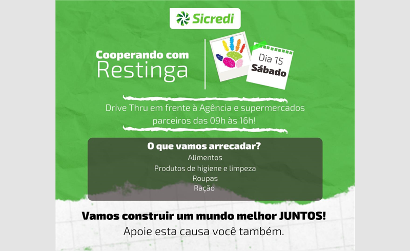 Agência do Sicredi de Restinga Sêca fará Drive Thru solidário dia 15 de agosto