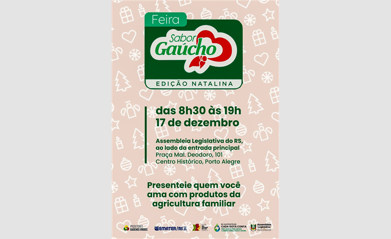 FEIRA SABOR GAÚCHO SERÁ REALIZADA NA ASSEMBLEIA LEGISLATIVA NO PRÓXIMO DIA 17 