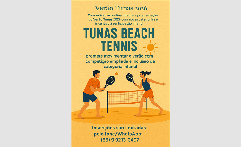 Tunas Beach Tennis 2026 promete movimentar o verão com competição ampliada e inclusão da categoria infantil