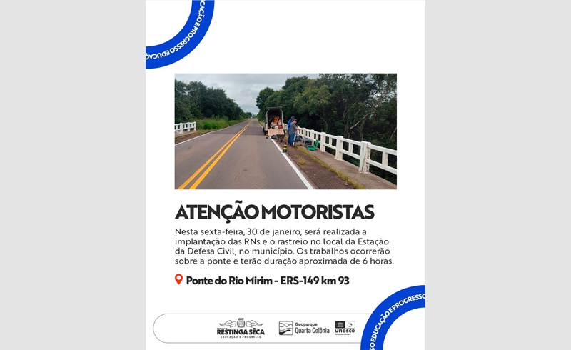 Implantação de Referências de Nível é realizada na Ponte do Rio Mirim, em Restinga Sêca