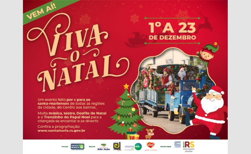 Programação do Viva o Natal 2021 de Santa Maria começa em 1º de dezembro com atrações presenciais