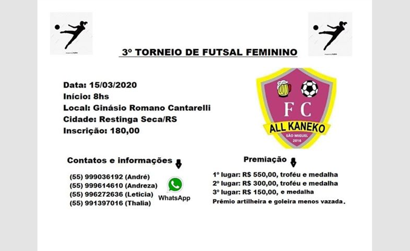 Terceiro Torneio de Futsal Feminino da equipe do All Kaneko