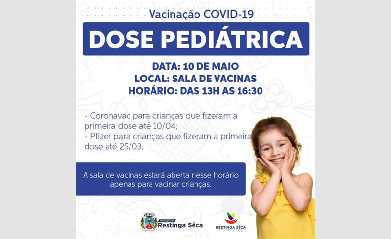 Vacinação pediátrica contra a Covid-19 em Restinga Sêca