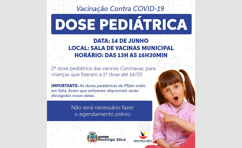 Vacinação pediátrica contra a Covid-19 em Restinga Sêca