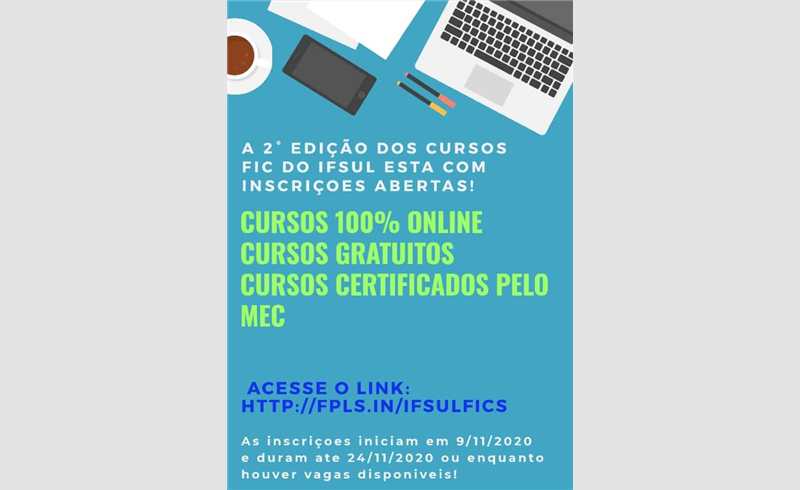 Polo de Restinga Sêca e IFsul ofertam cursos 100% online e gratuitos