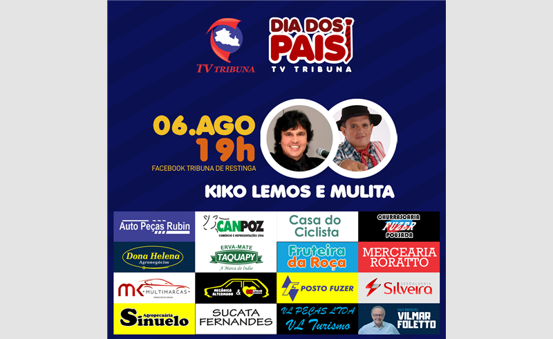 Tv Tribuna apresenta: LIVE DE DIA DOS PAIS, dia 6 de agosto
