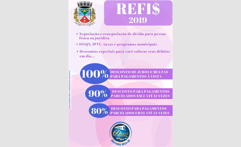 Prorrogado o prazo para adesão do REFIS Municipal até 27 de dezembro