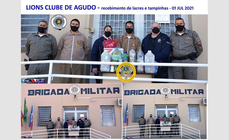 BM de Agudo faz doação de lacres de latinhas  tampas de plástico para o Lions Clube de Agudo