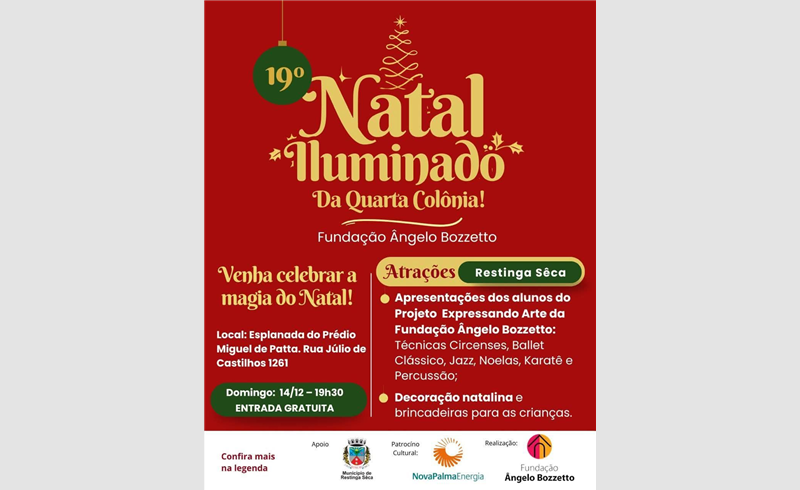 Restinga Sêca celebra o espírito natalino com o 19º Natal Iluminado da Quarta Colônia