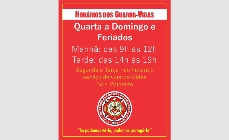 Guarda-Vidas atuam de quarta a domingo no Balneário das Tunas