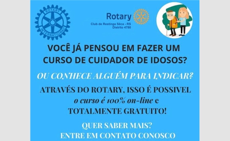 Projeto “O Rotary capacita e equipa contra Covid-19” disponibiliza curso de “Cuidadores de Idosos” à distância