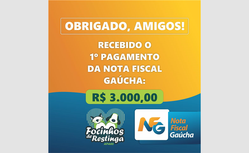 Focinhos de Restinga recebe primeiro pagamento do programa Nota Fiscal Gaúcha