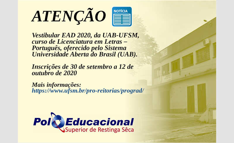 Vestibular EaD 2020 UAB/UFSM oferta 750 vagas em 5 cursos de Educação a Distância