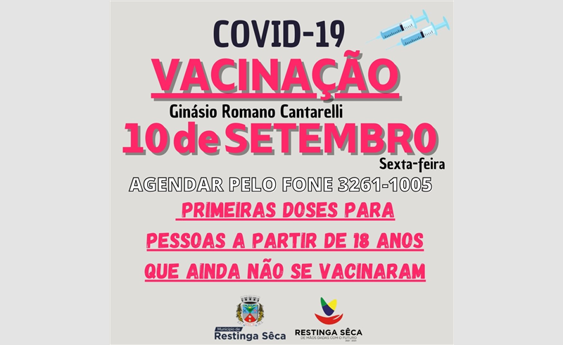 Atenção para a vacinação nesta sexta-feira, 10 de setembro