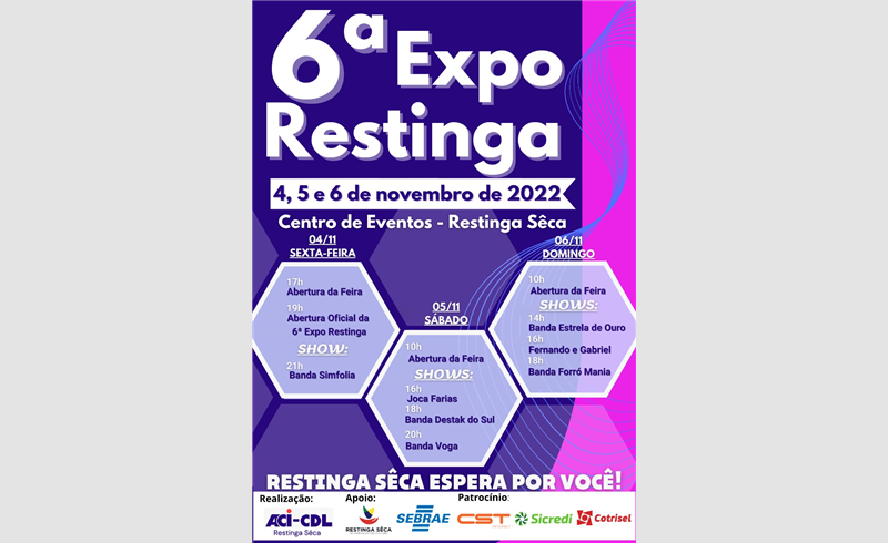 Inscrições para uso dos espaços do pavilhão de artesanato e agricultura familiar da Exposição Feira de Restinga Sêca (ExpoRestinga) estão abertas