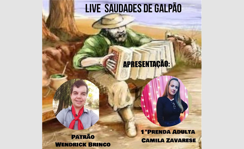 Associação Tradicionalista Anita Garibaldi promove no dia primeiro de maio  a sua primeira live