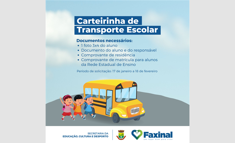 Carteirinhas de transporte escolar em Faxinal do Soturno devem ser solicitadas a partir da próxima semana