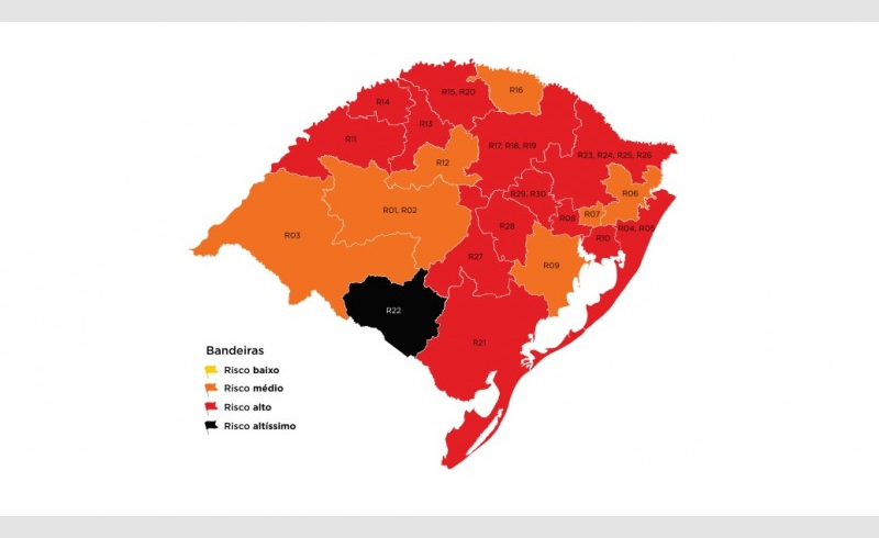Com indeferimento de recursos, RS volta a ter bandeira preta no mapa definitivo da 35ª rodada