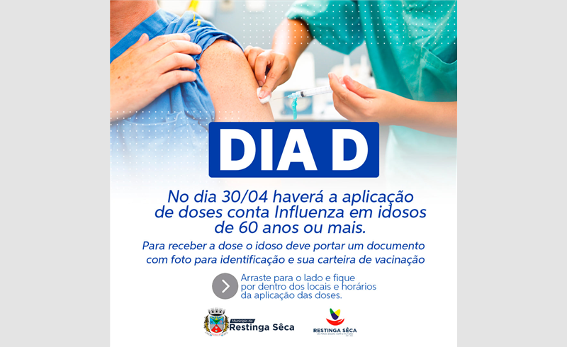 Dia D de Vacinação contra a Influenza em idosos de 60 anos ou mais