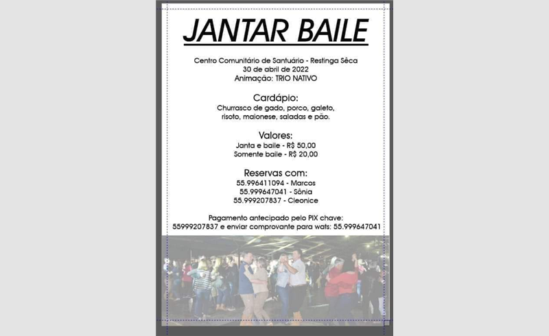 Baile no Centro Comunitário de Santuário em Restinga Sêca